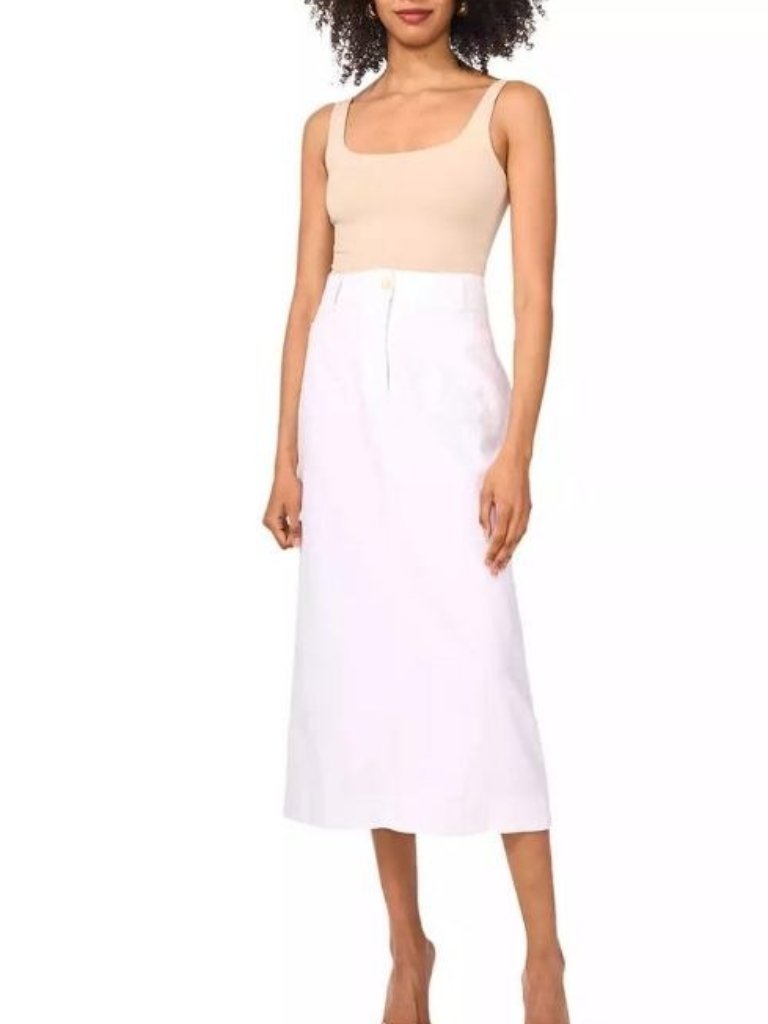 $109 Vince Camuto Women's Linen-Blend Patch-Pocket Midi Skirt Size 10